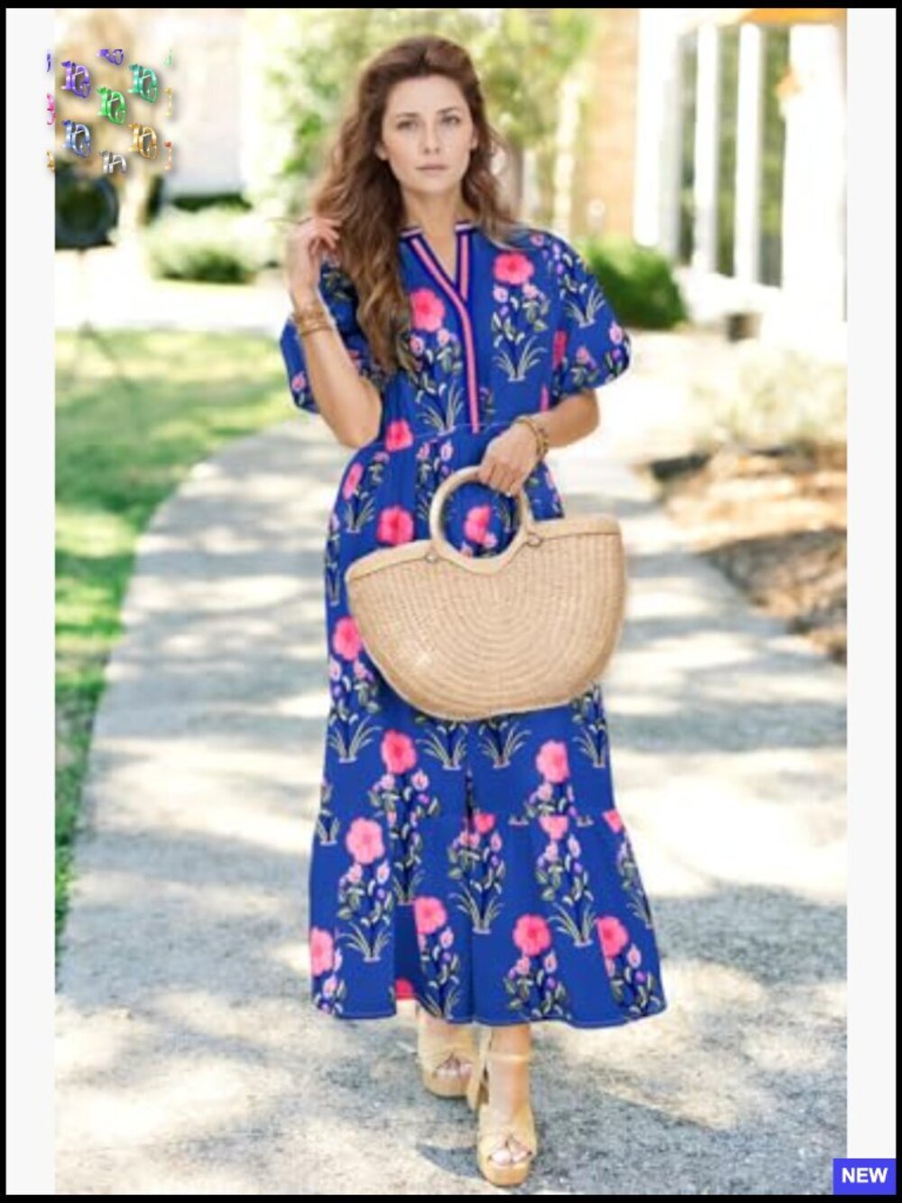 Puff Sleeve V Neck Maxi Dress Flowy High Waist Elegant Summer Casual Chic - Picture 4 of 5